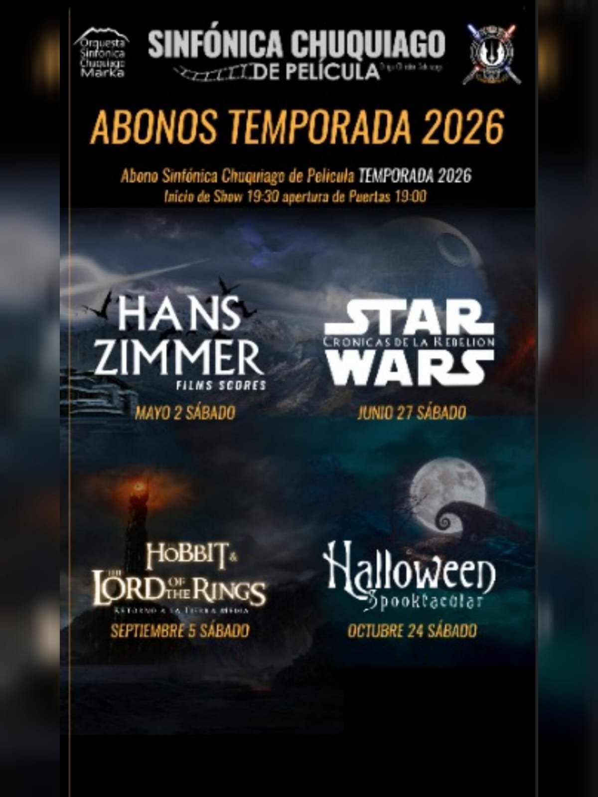 SINFONICA CHUQUIAGO DE PELICULA ABONO TEMPORADA 2026. SINFONICA CHUQUIAGO DE PELICULA ABONO TEMPORADA 2026.